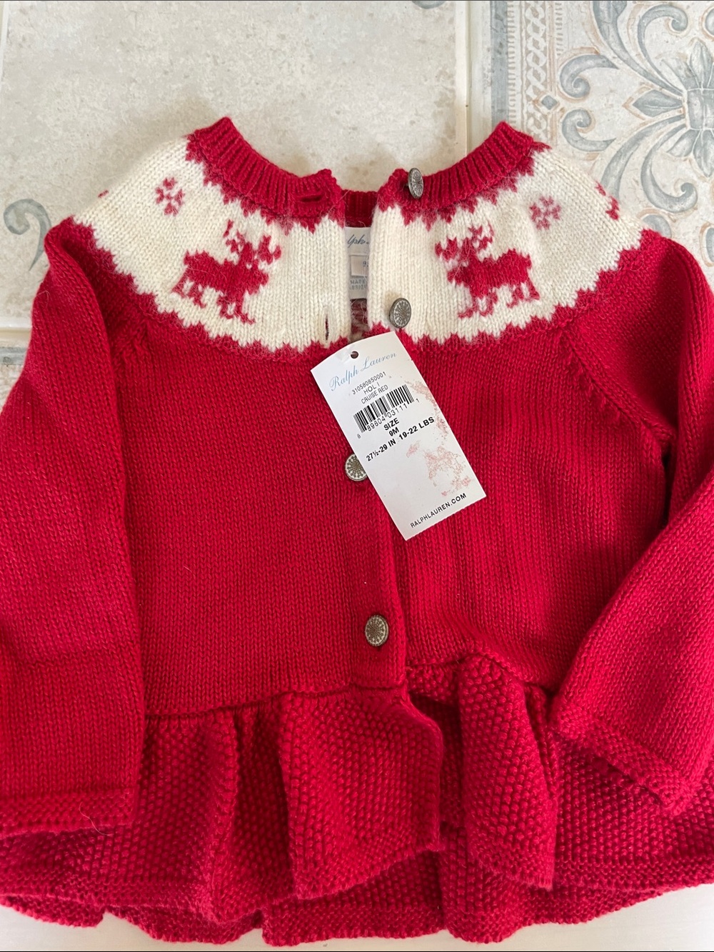 Baby Ralph Lauren New with Tags 9-12mo Holiday Sweater